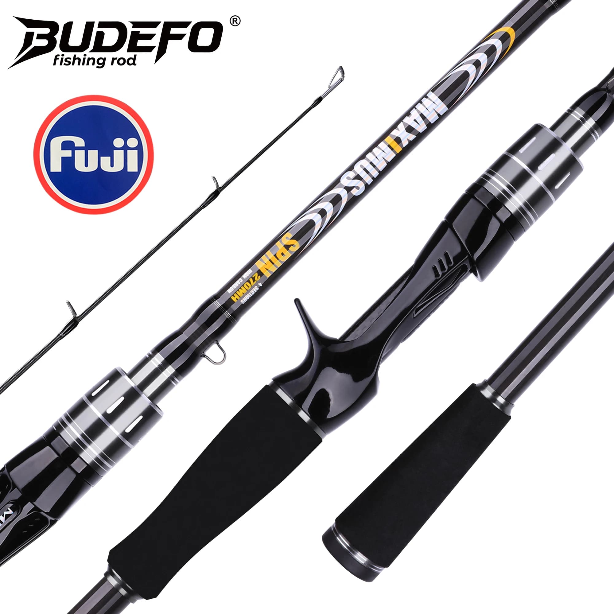Canne leurre BUDEFO MAXIMUS 1.8-3.0m carbone 30T FUJI guide 3-50g ML/M/MH pour pêche nomade polyvalente