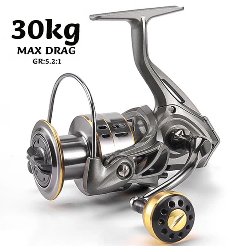 Nouveau moulinet spinning 30KG max drag - Poignée interchangeable - Ratio 5.2:1 - Lancer haute vitesse