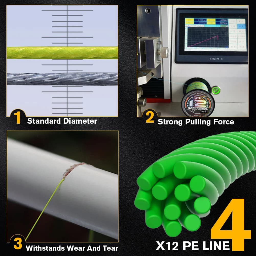 Ligne de pêche multicolore X12 multifilament Japon Xbraid upgrade super résistante bass saltwater pesca