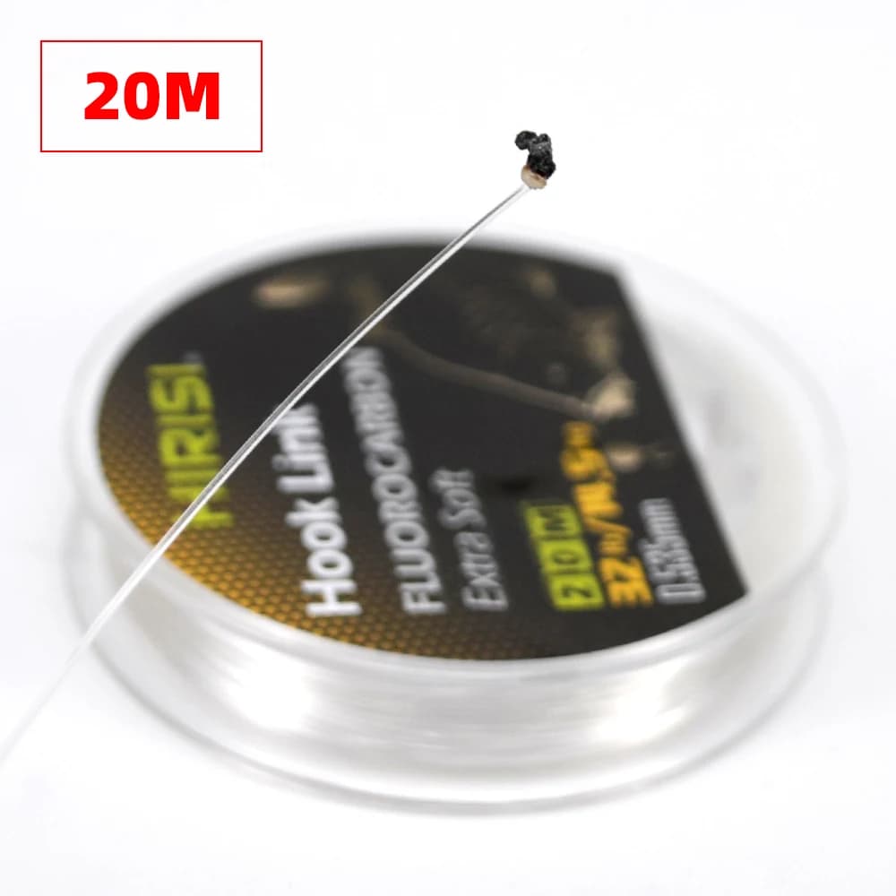 Ligne fluorocarbone Hirisi 20m rigide pour montage chod rig carpe 15lb à 32lb transparente invisible