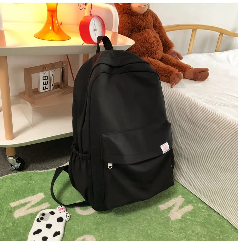 Sac à dos étudiant grande capacité unisexe couleur unie - Style pêche simple et tendance - Nouveau modèle