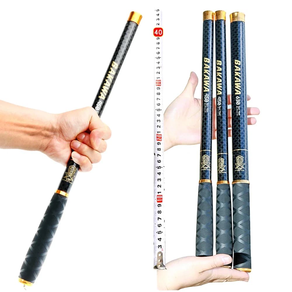Canne télescopique BAKAWA 100% fibre carbone 3.6M-7.2M - Pour pêche en rivière, carpe et eau douce voyage