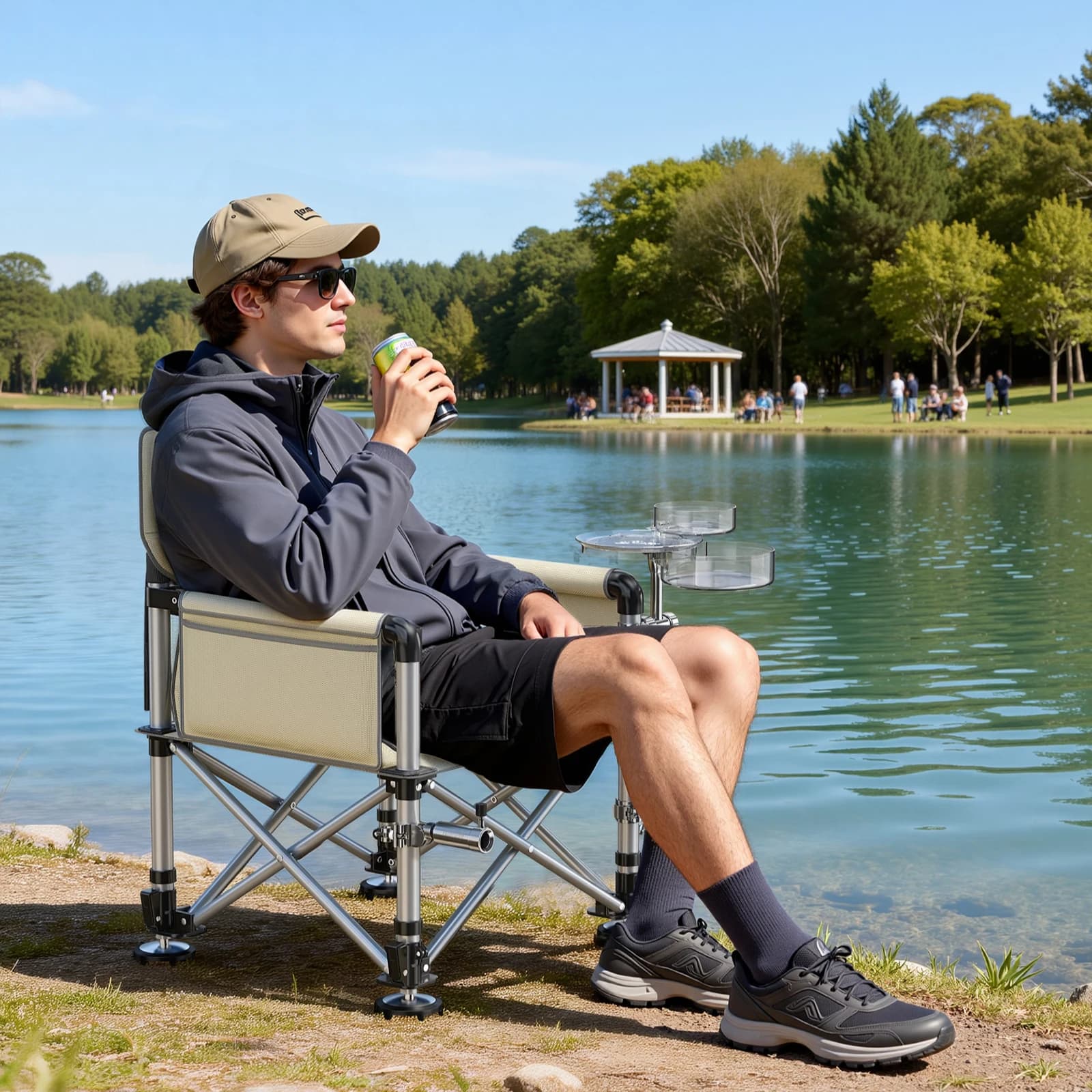 Chaise de pêche tout-terrain pliable et portable pour pêche de bordure et loisirs extérieurs