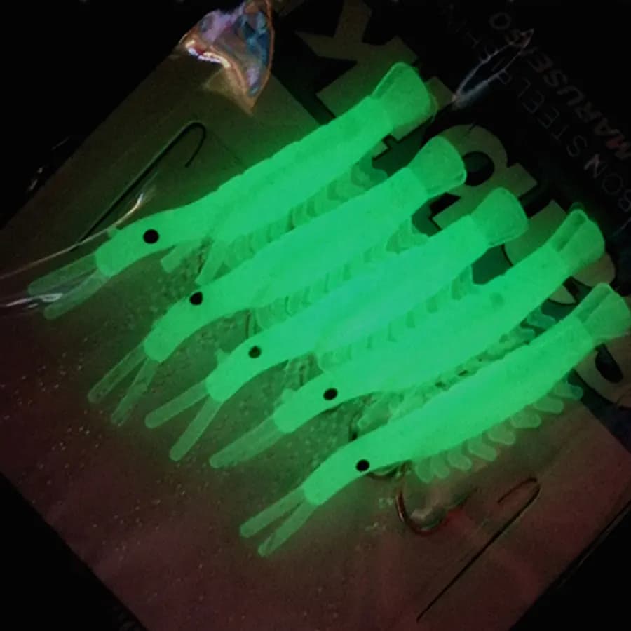 Sabiki lumineux crevettes souples pour pêche profonde - montages mer appâts phosphorescents