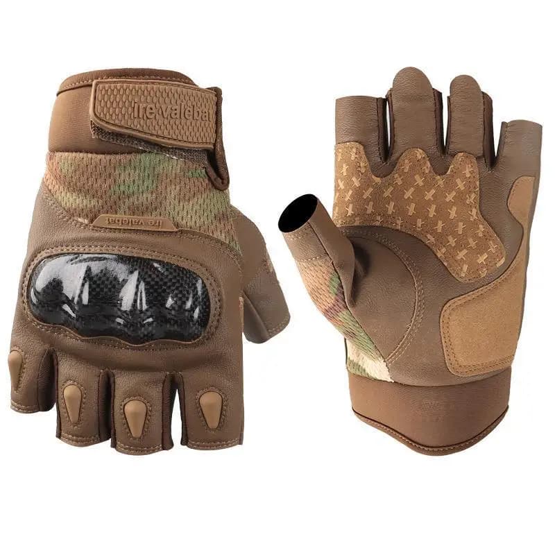 Gants tactiques demi-doigts protection coque dure antidérapants anti-chute pêche