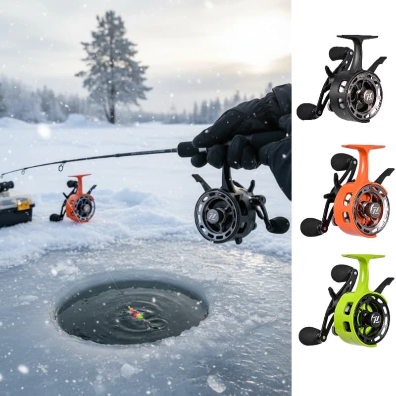 Moulinet pêche glace inline 3+1BB CNC grand tambour libération rapide lac gelé hiver