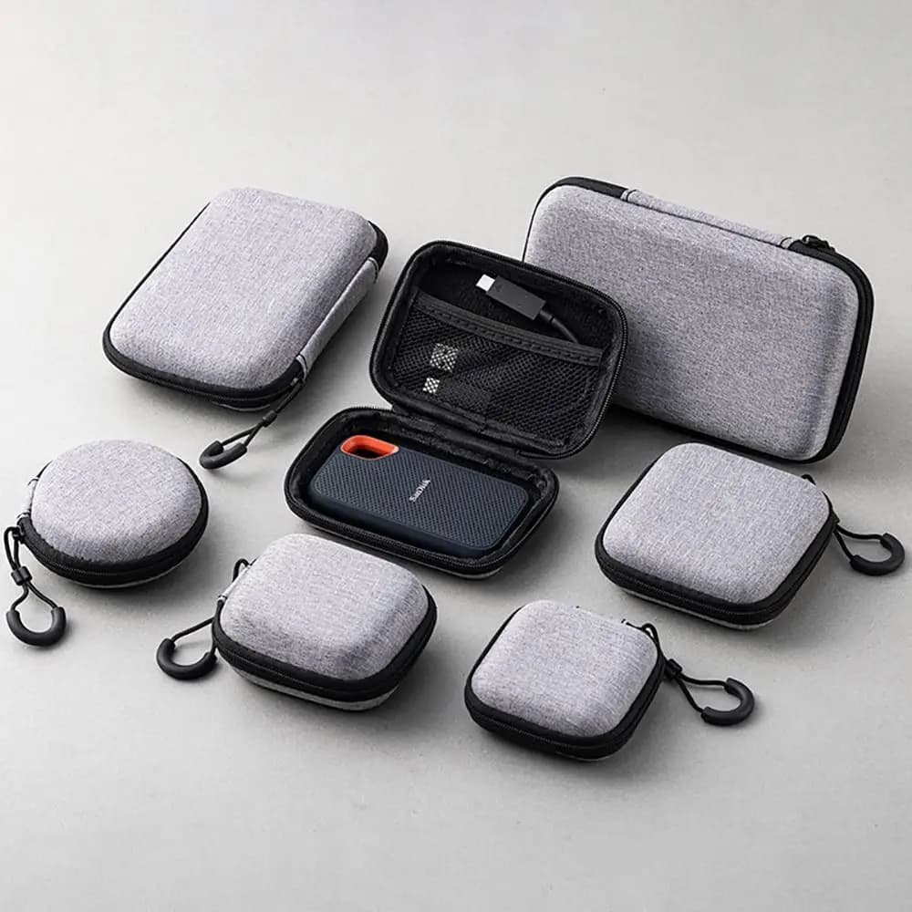 Pochette EVA mini pour AirPods et câbles - Étui de protection zippé pour accessoires numériques portables