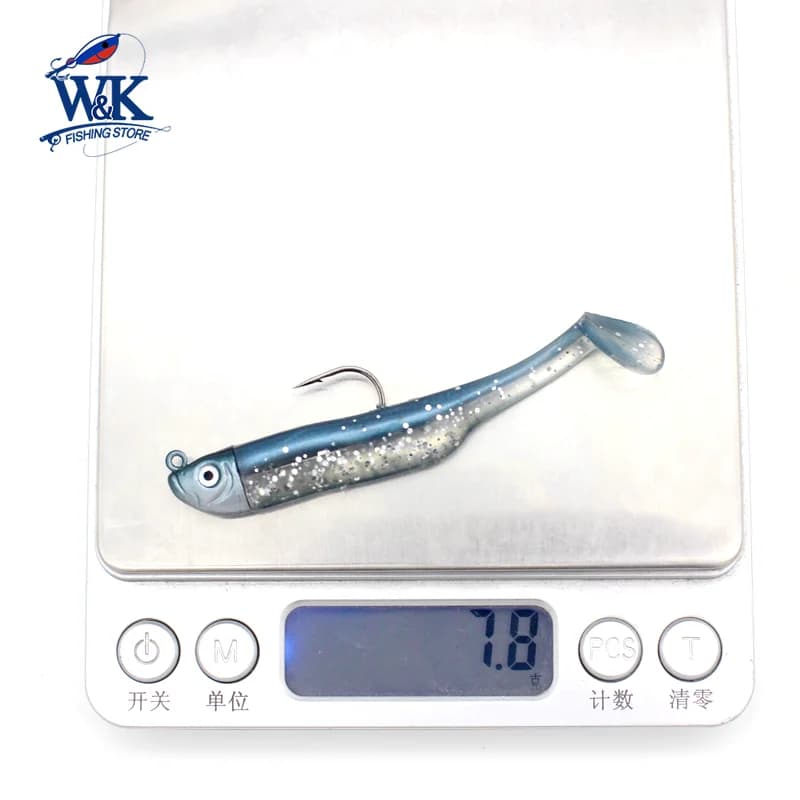 Kit Leurre Souple Slinky Shad 6cm avec Tête Plombée 5g pour Pêche aux Poissons de Roches