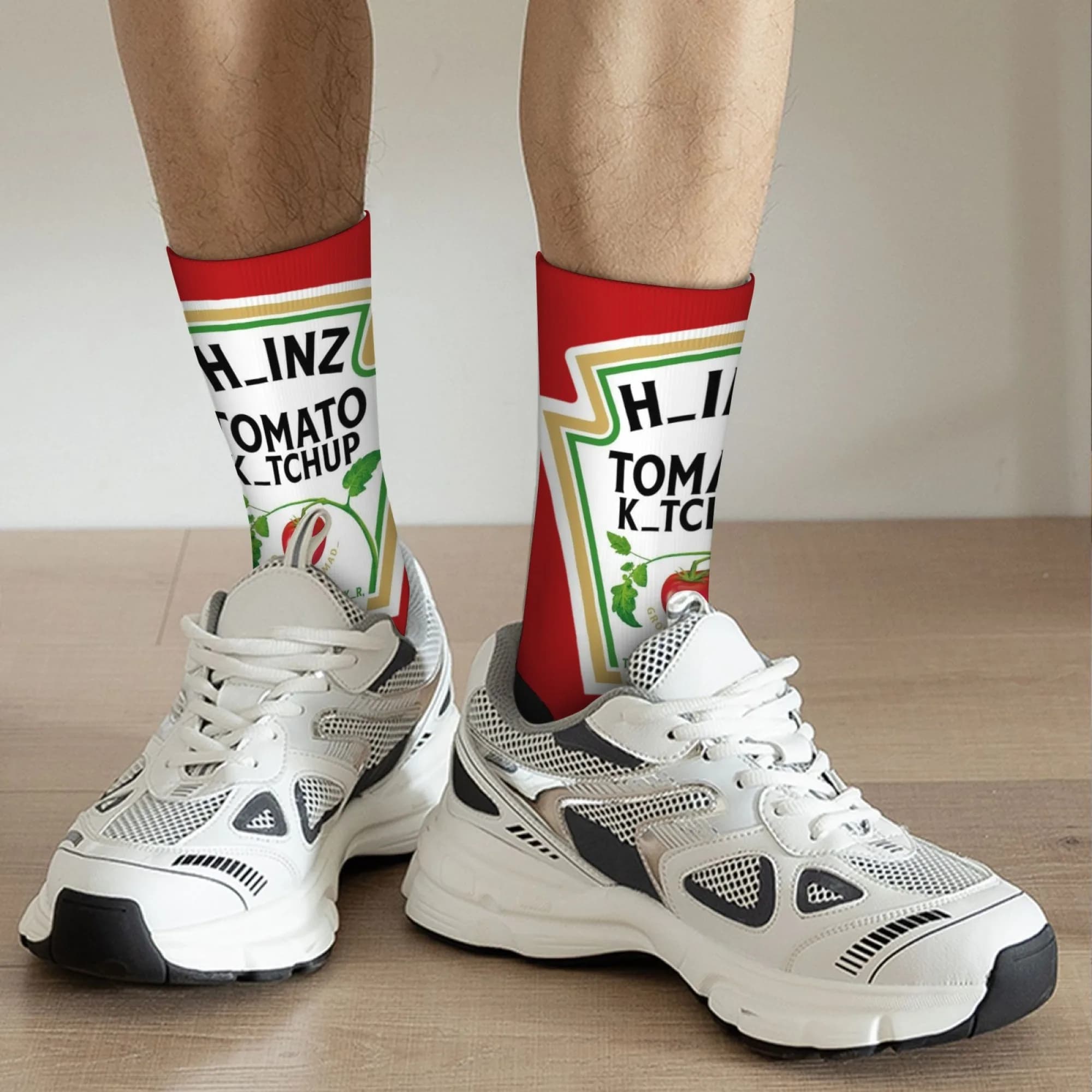 Chaussettes unisexes motif tomate ketchup mi-mollet humour sport maison outdoor cadeau original