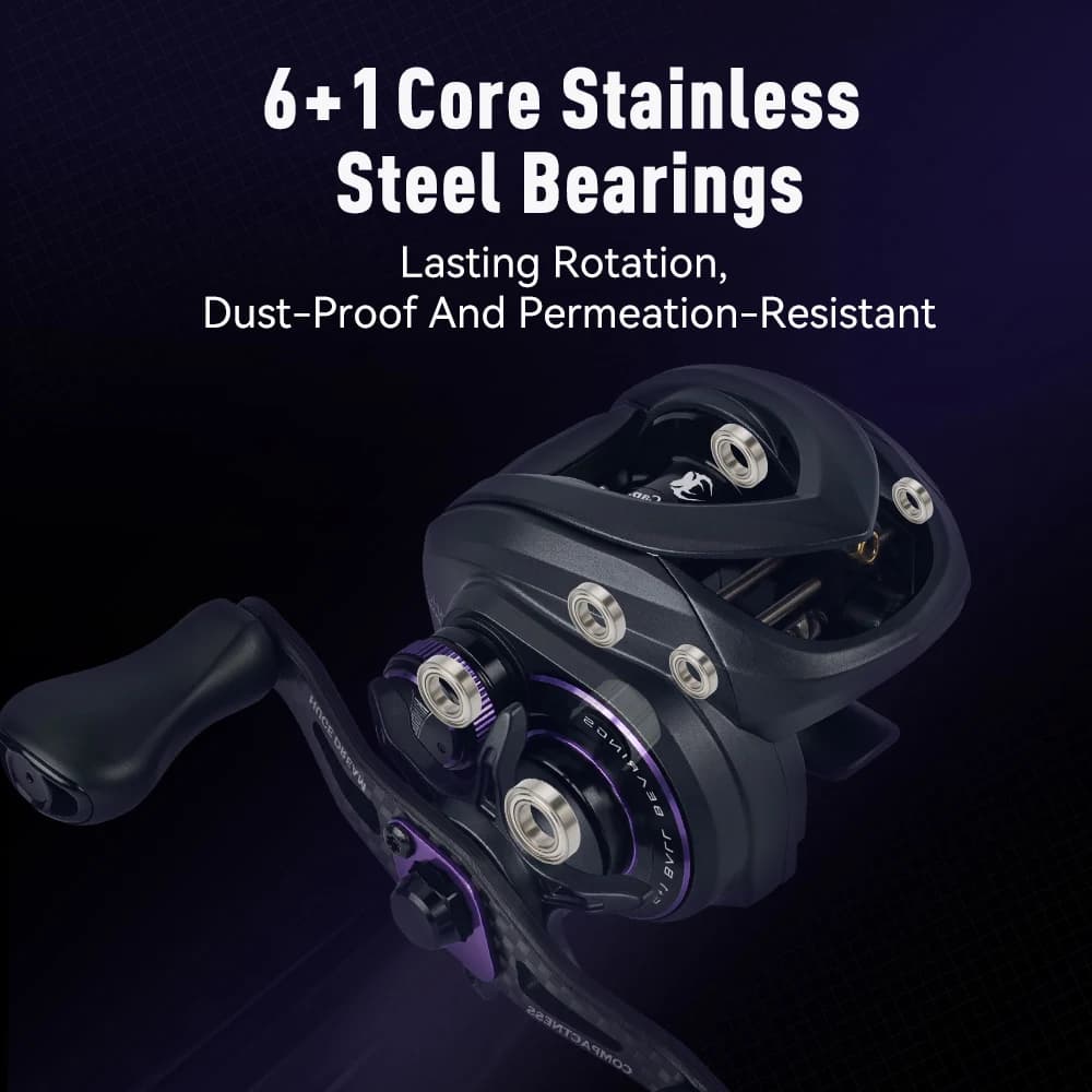 Moulinet baitcasting ultra-léger Kingdom Micro Monster Pro 138g ratio 7.6:1 frein 4.6kg carbone pour pêche précise