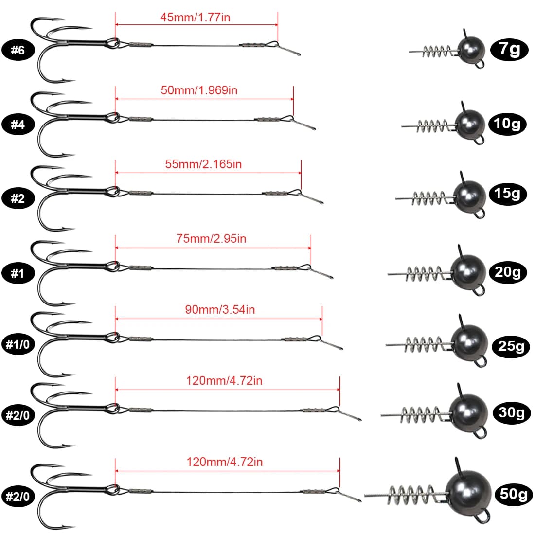 Montage stinger 9KM pour brochet avec tête plombée et hameçon triple - Accessoire pour leurres souples
