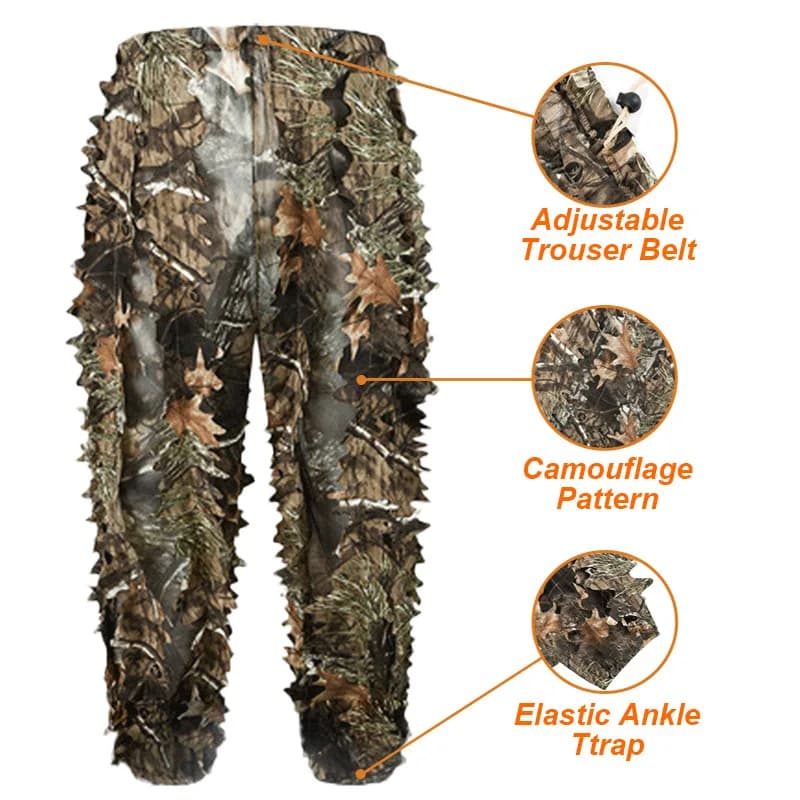 Équipement chasse Ghillie 3D feuilles léger - camouflage sniper airsoft tir pêche extérieur