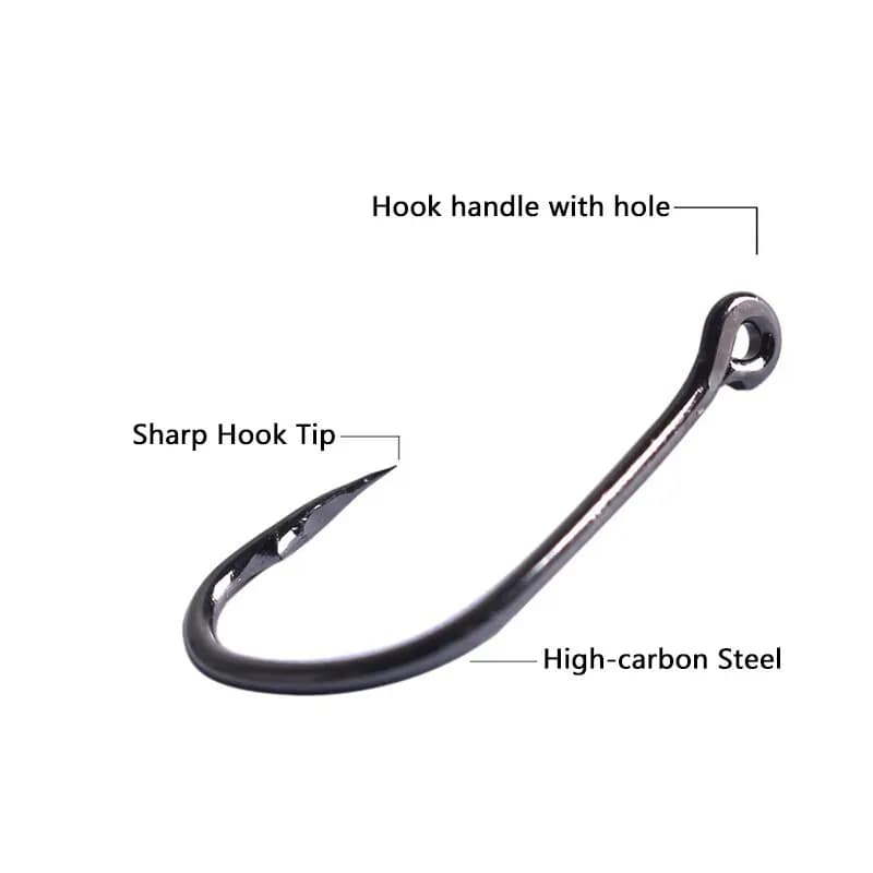 Lot de 400 hameçons carbone pour pêche mer et eau douce - Hameçons barbelés professionnels