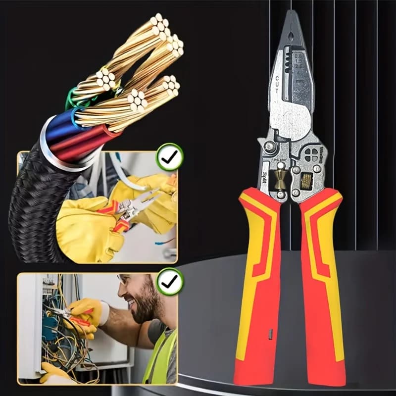Pince dénudeuse multifonction 9 en 1 avec testeur tension outil électrique maintenance complète