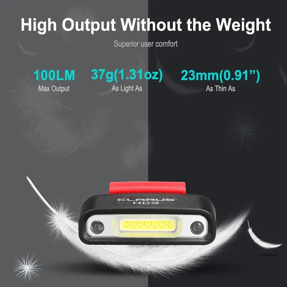 Lampe frontale Klarus HC3 rechargeable USB avec capteur de mouvement pour pêche et camping