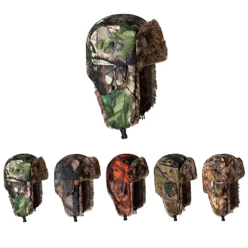 Chapeau trapper russe ushanka hiver - Bonnet pêche ski fourrure chaud avec rabats oreilles