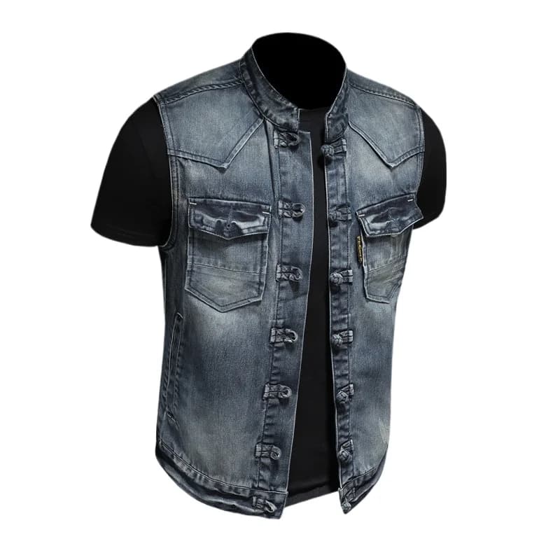 Veste denim pêche homme tendance 2025 - Veste casual à boucles pour pêcheurs stylés