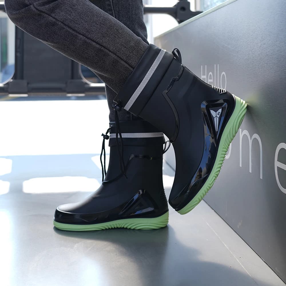 Bottes de pluie homme style britannique anti-dérapantes chaudes pour automne-hiver étanches