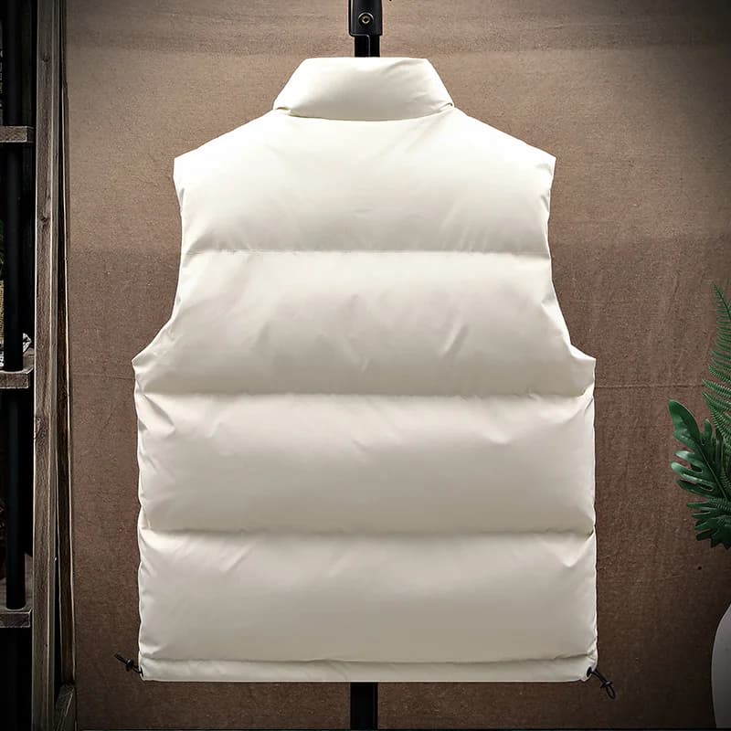 Gilet homme hiver coton matelassé sans manches coupe-vent chaud couleur unie veste décontractée
