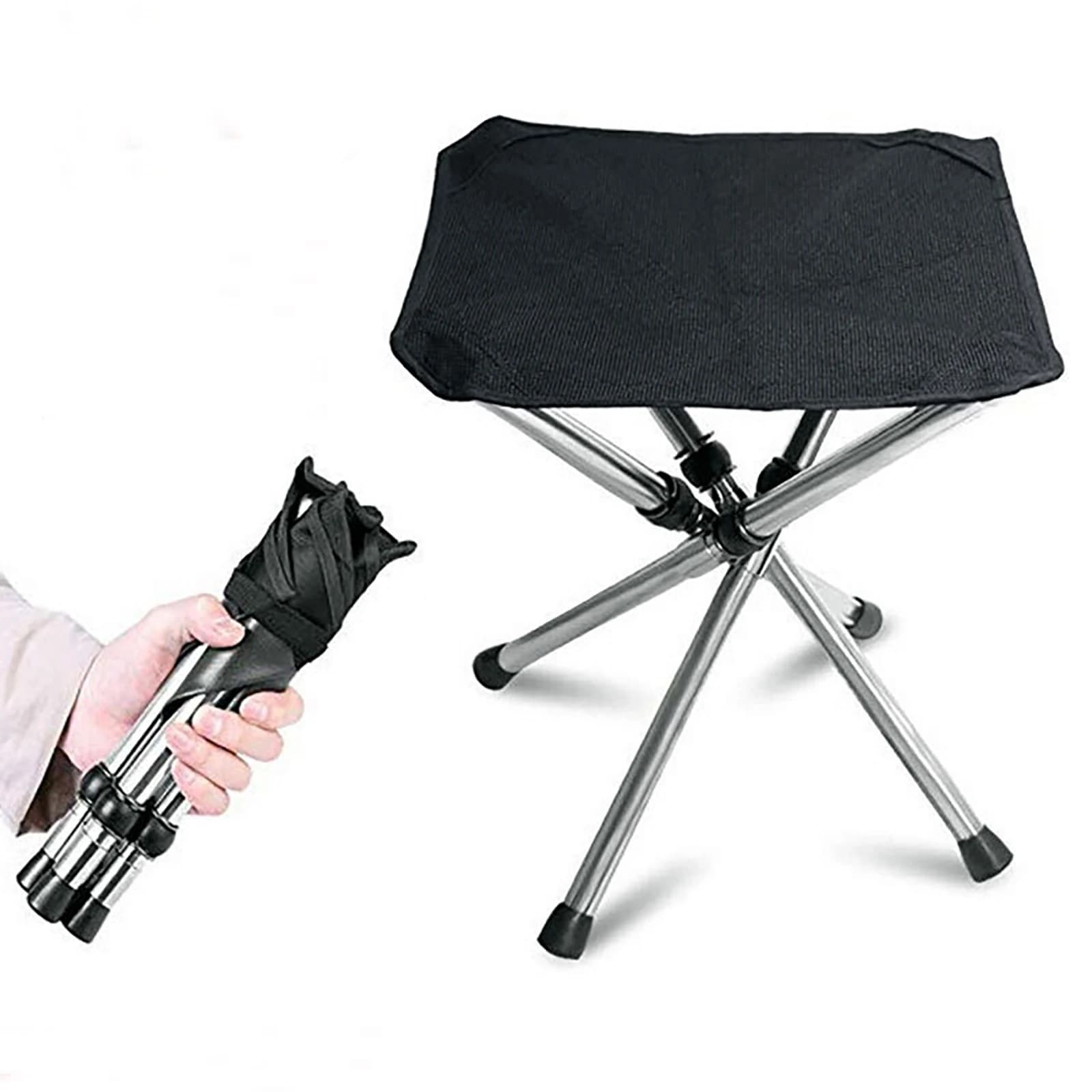 Tabouret de pêche pliant ultraléger en acier inoxydable pour camping et voyage compact