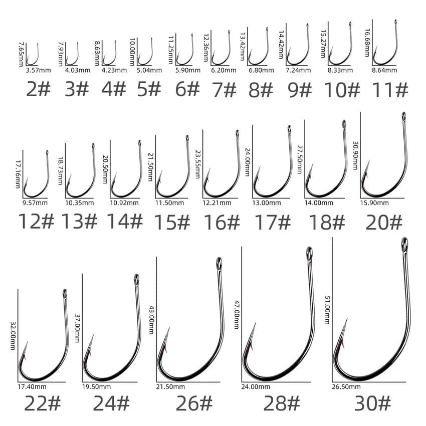 50 hameçons pour carpe en acier carbone - Avec œillet - Pour pêche à la mouche et aux vers