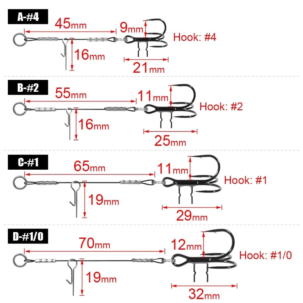 Leurre souple pêche du brochet avec hameçon assisté Rosewood Stinger Rig 3 pièces #4 #2 #1 #1/0