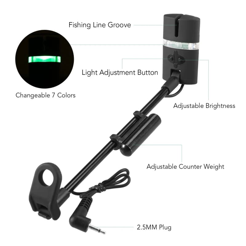Set swinger numérique avec alarme LED pour pêche à la carpe - Indicateur de touche illuminé haute précision