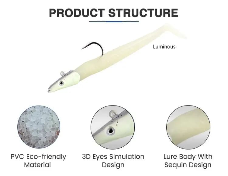 Têtes plombées 19g-34g pour pêche en mer - Leurres souples avec plombs pour poissons de roche