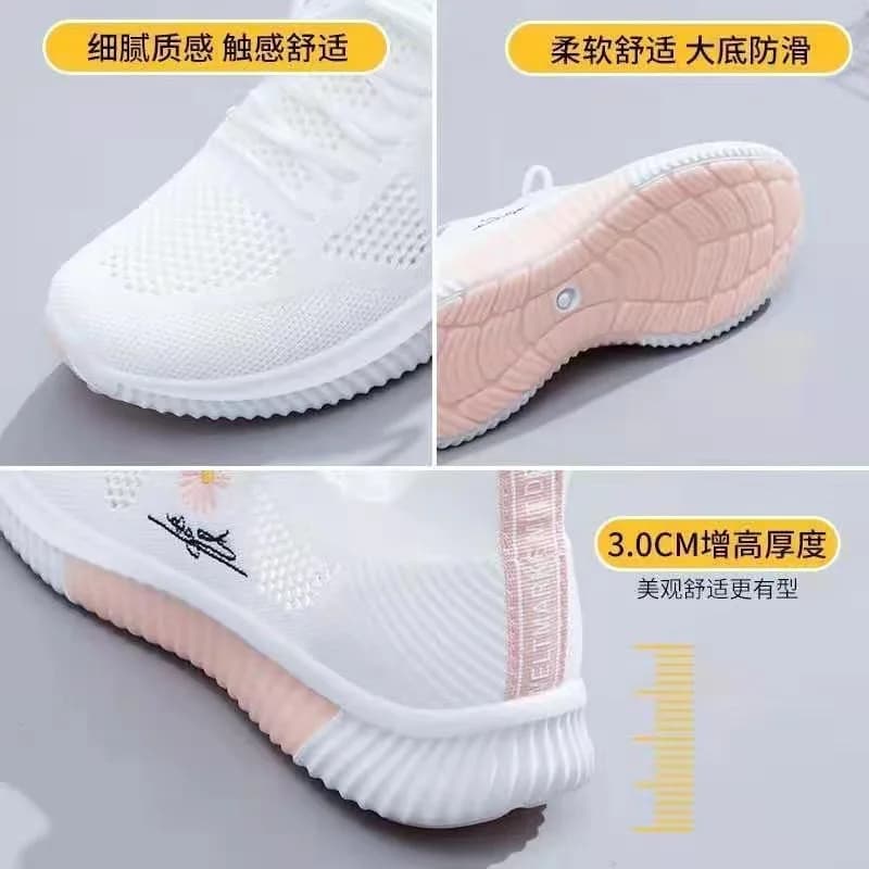 Petites chaussures blanches pêche femme tricotées semelle souple respirantes pour pêche étudiante été