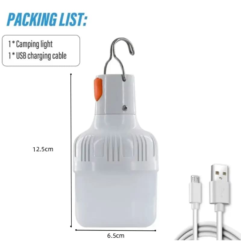 Lampe LED rechargeable USB 60W portable pour camping, pêche de nuit et éclairage d'urgence LT014
