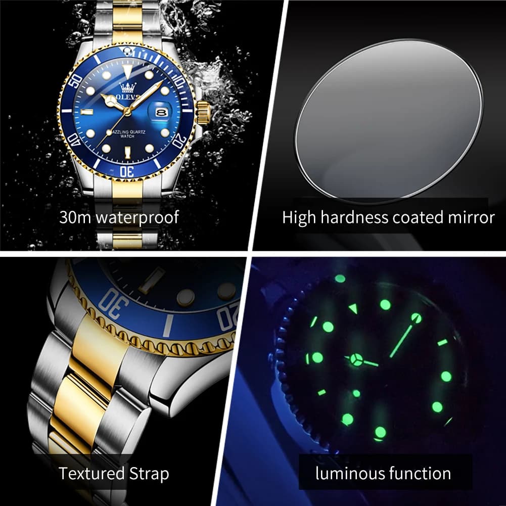 Montre homme OLEVS 5885 automatique étanche acier inoxydable cadeau pêcheur luxe date