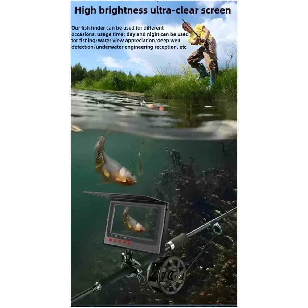 Caméra pêche 4K sous-marine 5 pouces avec enregistrement vidéo et fonction alerte poissons écran HD vision nocturne