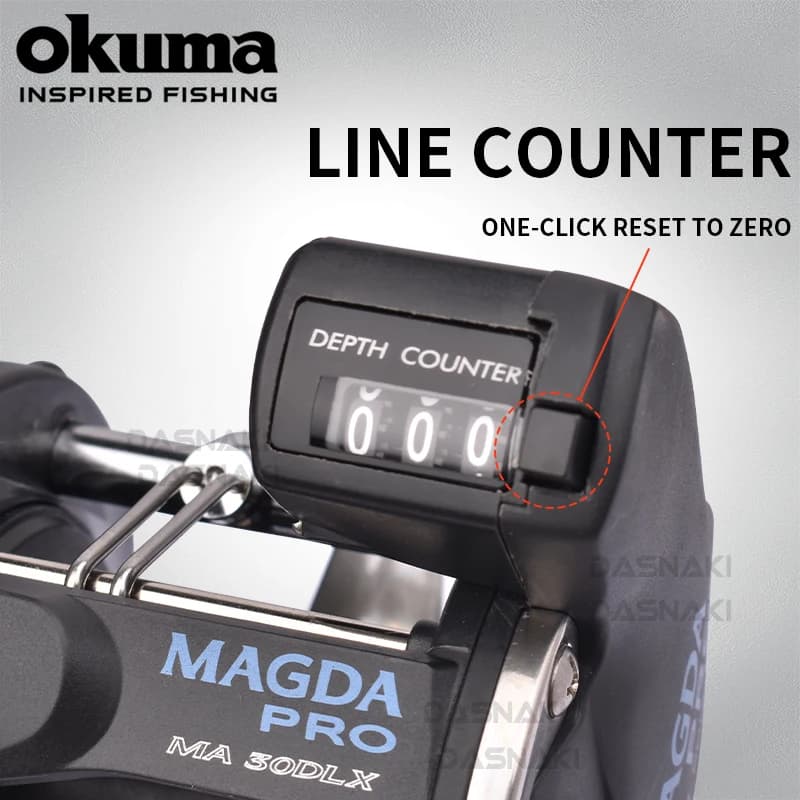 Moulinet mer OKUMA MAGDA linecounter DT MA-15DT-T multirolle baitcasting compteur de ligne