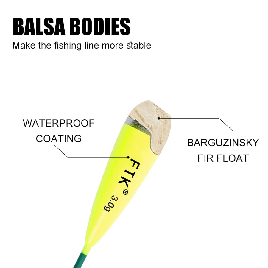 Flotteurs Bargouzine en sapin pour la pêche à la carpe, 5 pièces, 2g-4g, 15.5-20cm, bouchon vertical