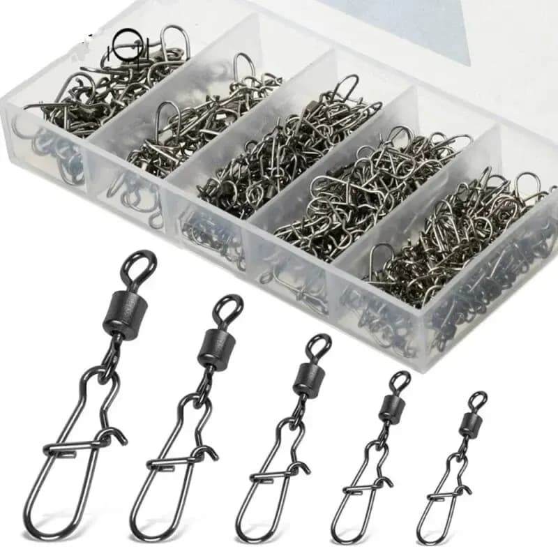 Émerillons roulements 50 pièces acier inoxydable 4#-12# avec clip - Accessoires pêche leurres et hameçons