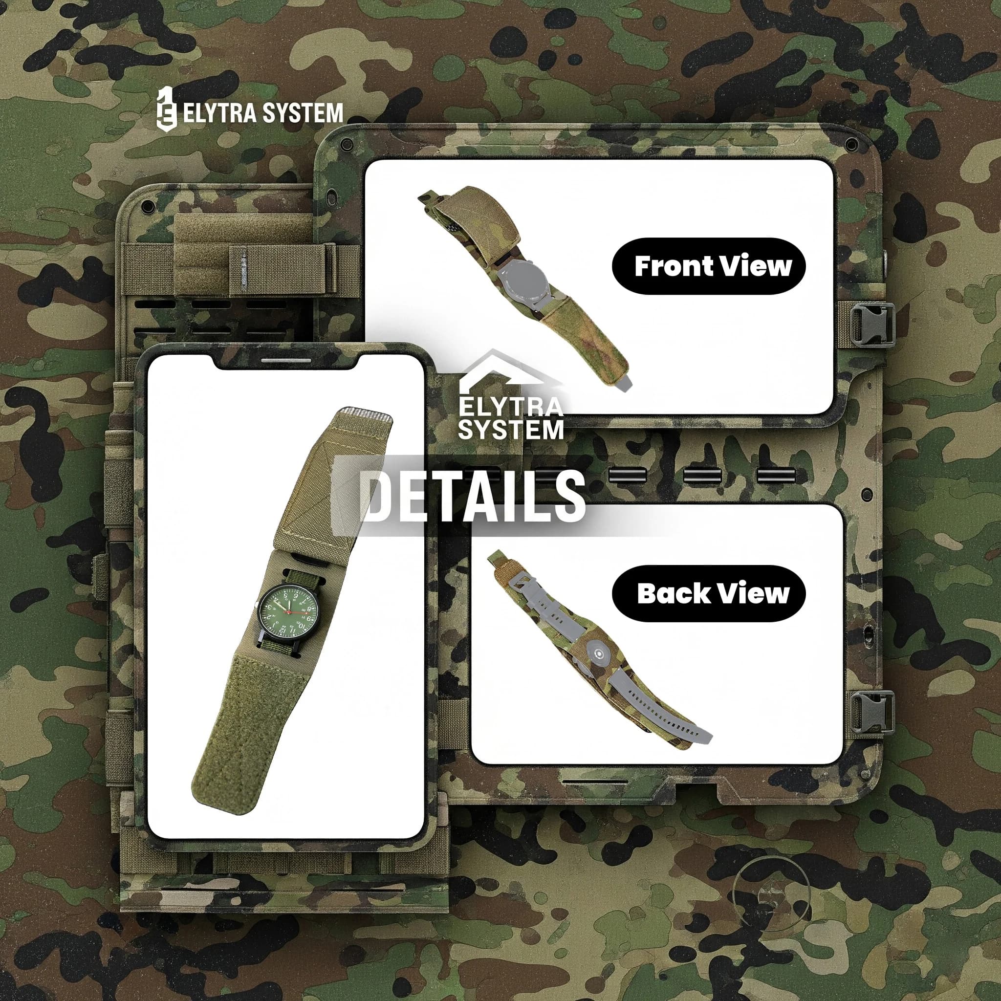 Bracelet montre tactique camouflage pêche - Sangle nylon robuste sport outdoor
