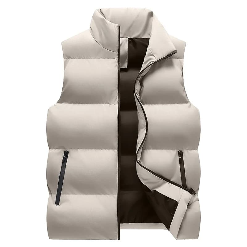 Gilet homme hiver sans manches coupe-vent - Veste chaude en duvet coton épais pour temps froid