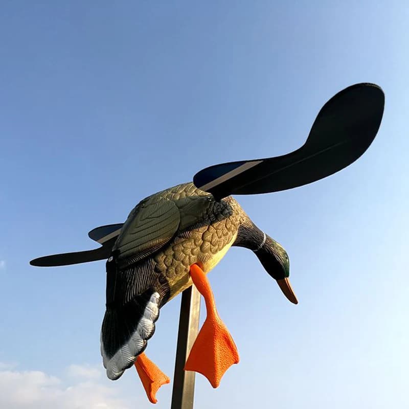 Leurre canard volant télécommandé réaliste - Appât de chasse avec tige de support verte