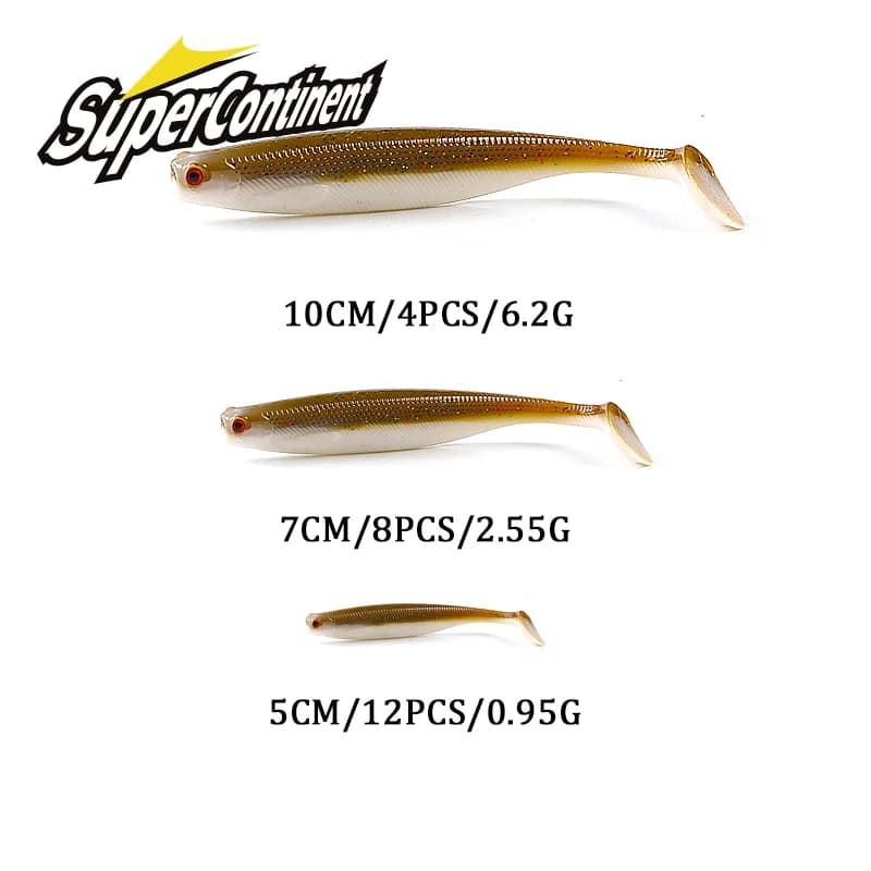 Leurre souple Supercontinent ShadTeez T-tail 50-100mm pour pêche du brochet et sandre - leurre 3D
