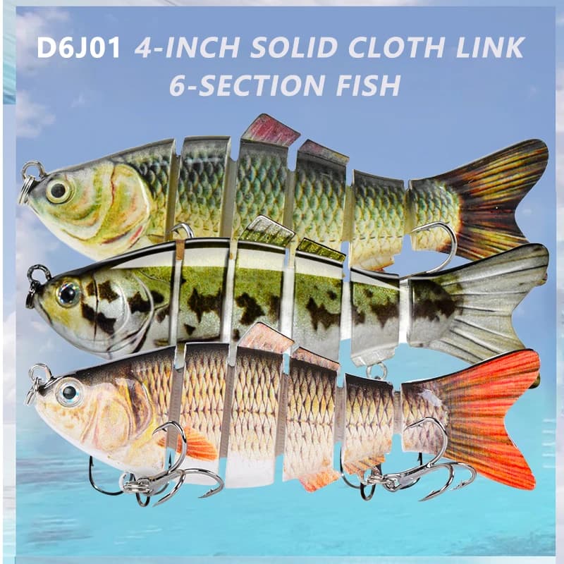 Leurre dur articulé bionique 6 segments 10 cm, leurre plongeant crankbait pour pêche en mer