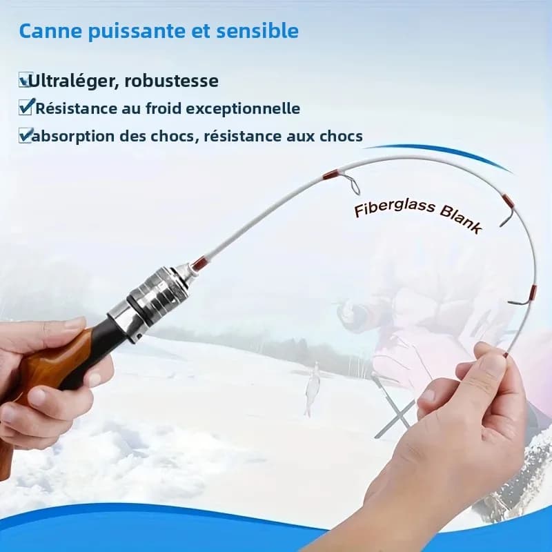Canne à pêche sur glace portable détachable - Pôle hivernal ultraléger sensible pour pêche blanche