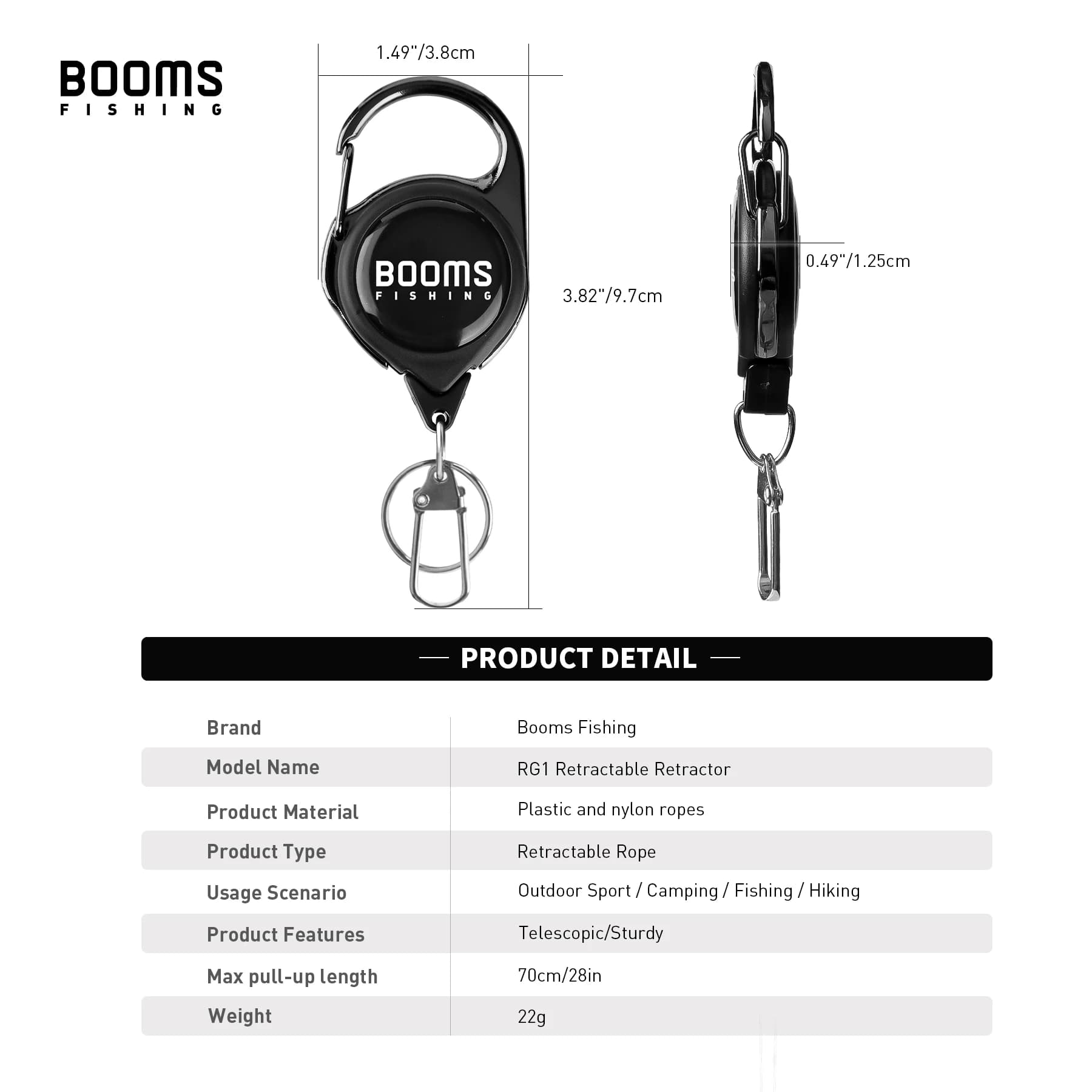 Rétractable pêche Booms 2 pièces clés anti-rouille ressort facile accessoires mouche zinger badge