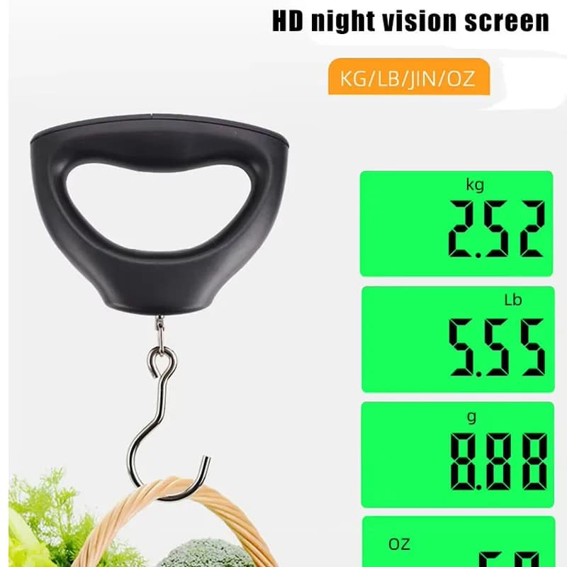 Balance électronique pêche digitale LCD 50kg ressort peson à crochet étui portable pour peser gros poissons