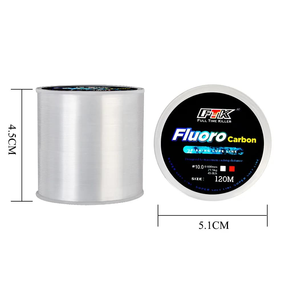 Ligne de pêche fluorocarbone 120M plombée fibre de carbone pour lancer loin et leurres coulants