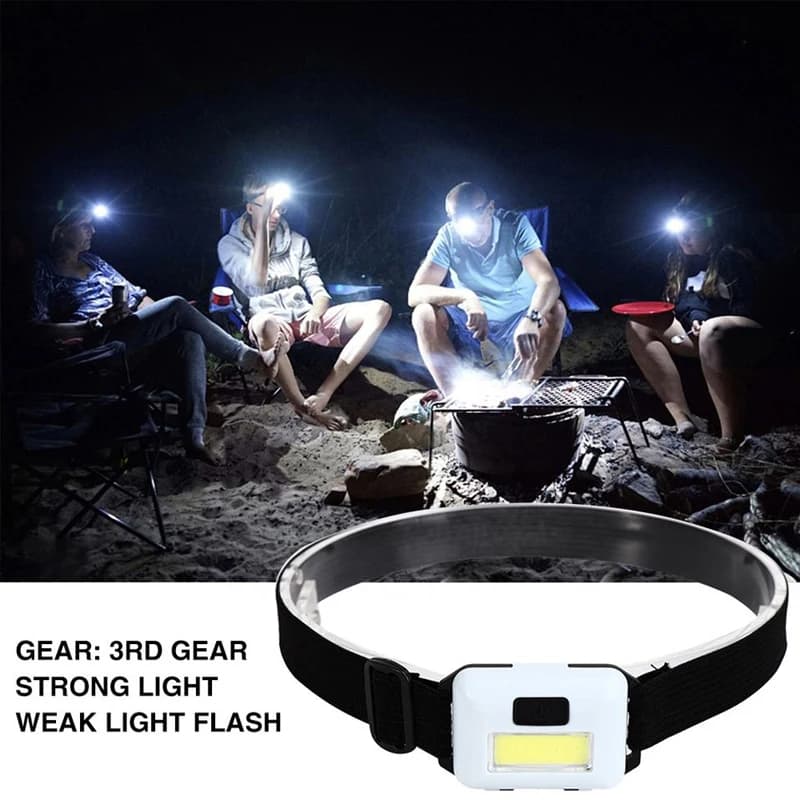 Mini lampe frontale COB LED 3 modes étanche pour pêche nocturne et camping compact