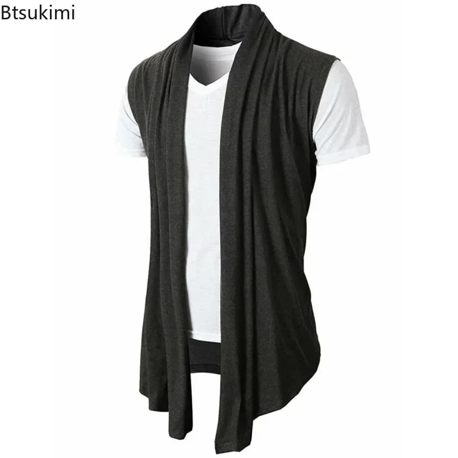 Veste sans manches homme printemps été 2026 cardigan tricoté streetwear punk hip hop