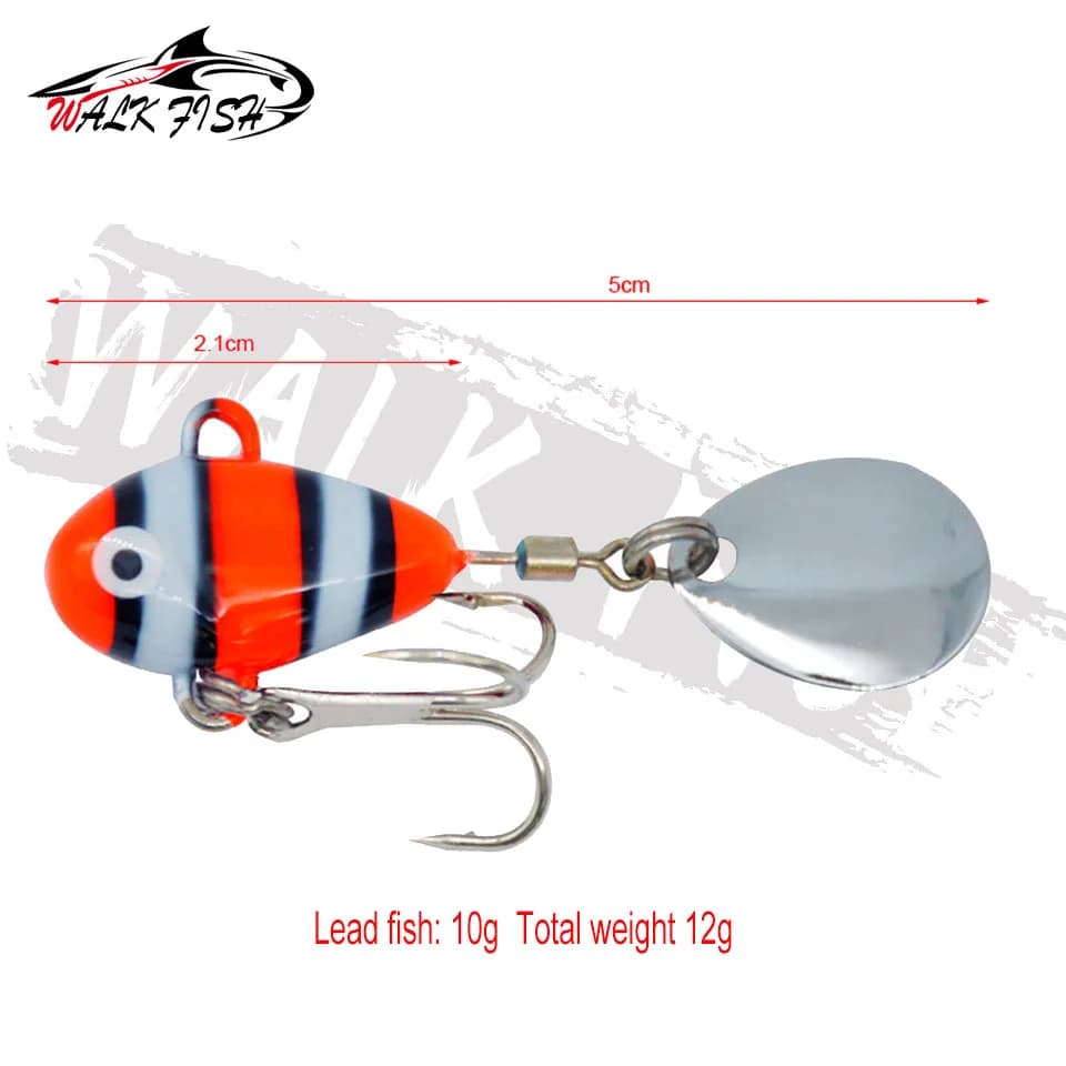 Mini VIB métal WALK FISH avec cuillère 10g - Leurre vibrant crankbait pour pêche en eau peu profonde