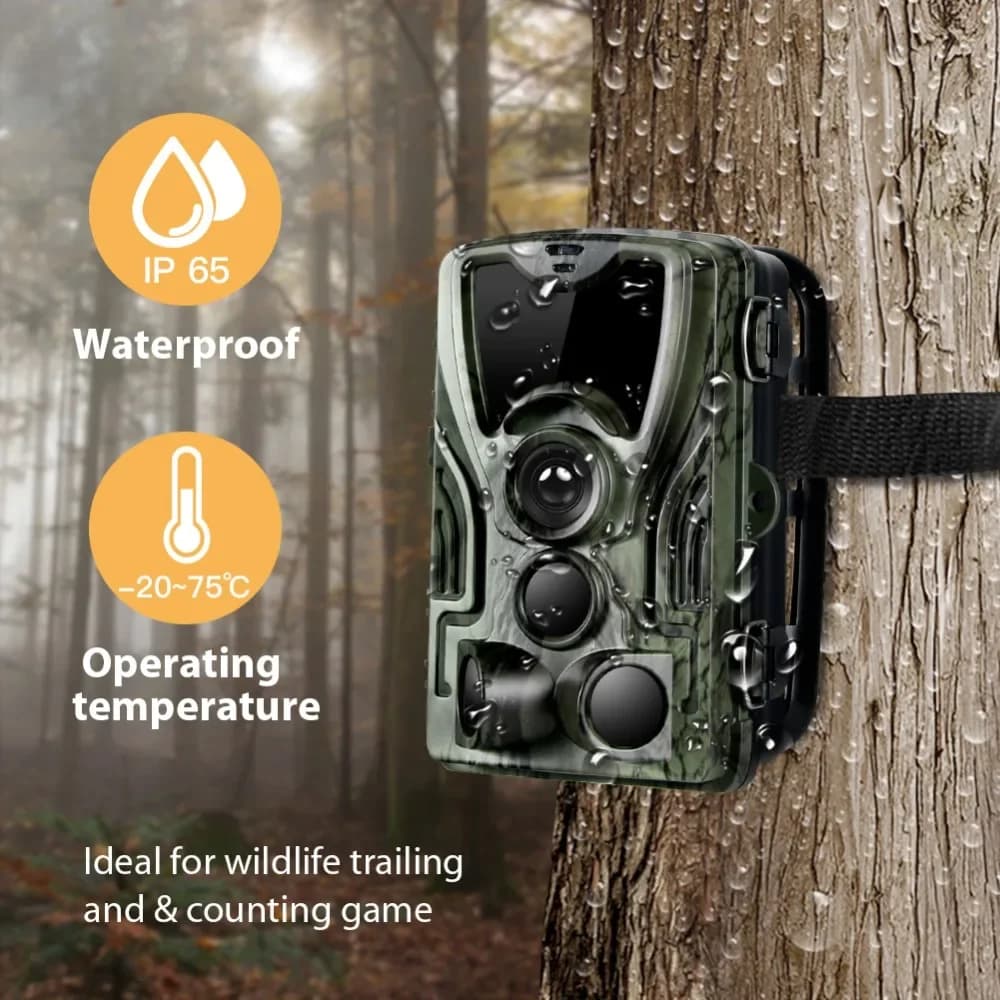 Caméra de chasse avec batterie lithium 5000mAh 20MP 1080P étanche IP65 piège photo 0.3s surveillance faune