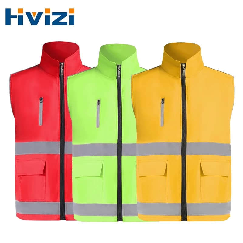 Gilet travail haute visibilité deux tons construction - Veste bénévole pêche homme - Équipement sécurité professionnel