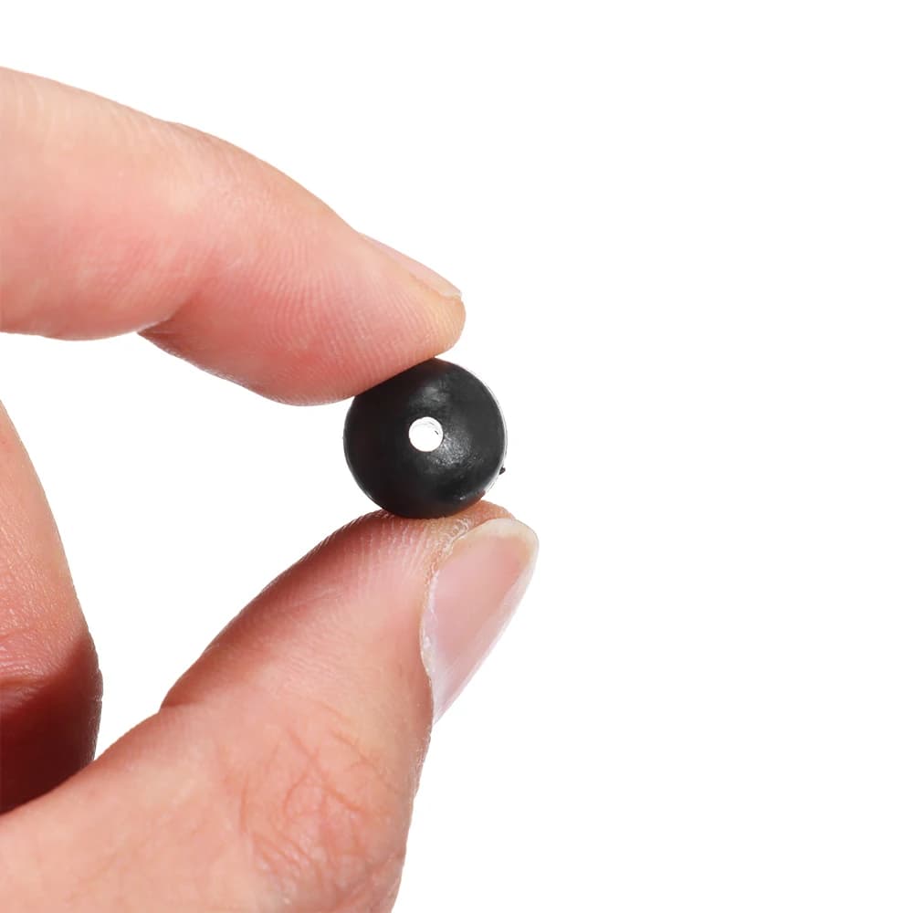 100 perles de pêche stoppeuses noires 3mm à 12mm, dures et souples, pour montage appât et leurre